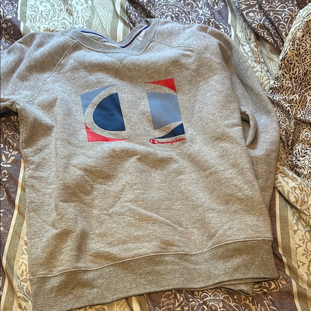 Champion Gray Crewneck Sweater Vintage Style